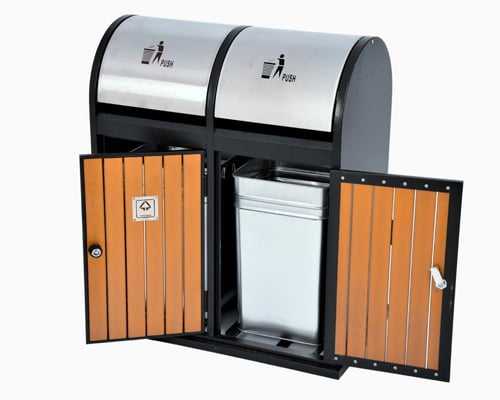 سلة نفايات خارجية 2 سلة خشب