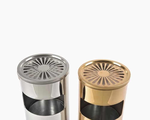 طفاية سجائر مع سلة نفايات استيل غطاء مخرم