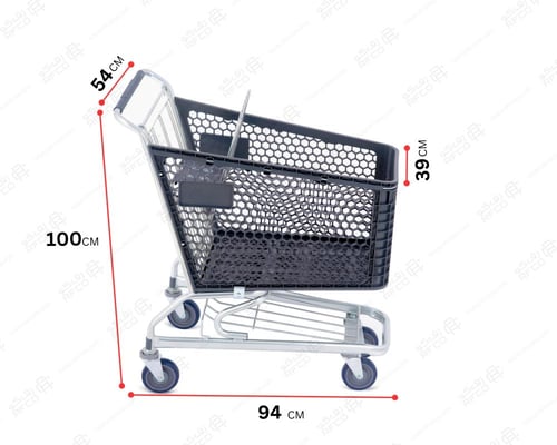 عربة تسوق بلاستيك رصاصي قاعدة حديد