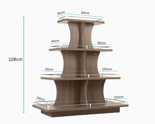 طاولة عرض خشبية مستطيلة شكل مدرج