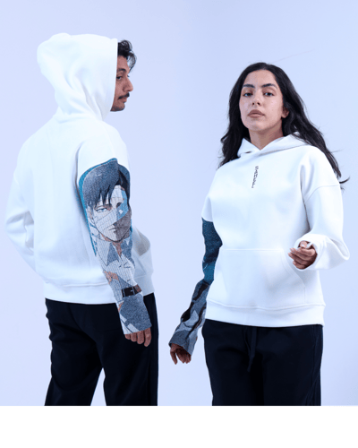 هودي ابيضّ انمي_White anime hoodie