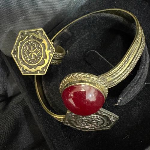 Pure copper bracelet and ring set