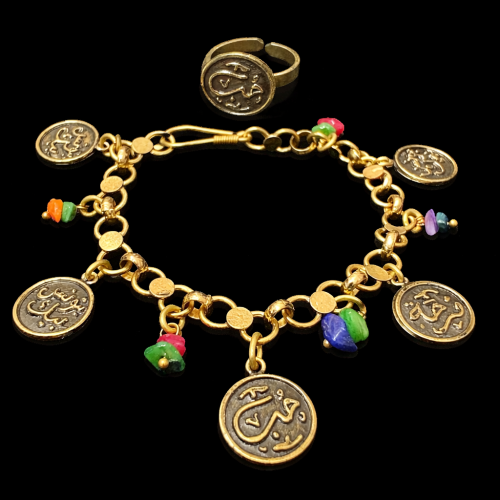 Copper pendant with Arabic inscriptions and colorf...