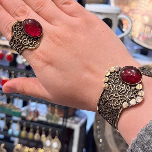 Copper bracelet and ring set