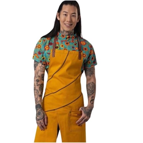 مريله اصفر مع حزام رقبة جلد