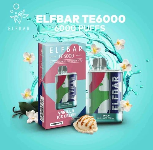 الف بار 6000 موشة فانيلا ايس كريمة ELF BAR TE6000...