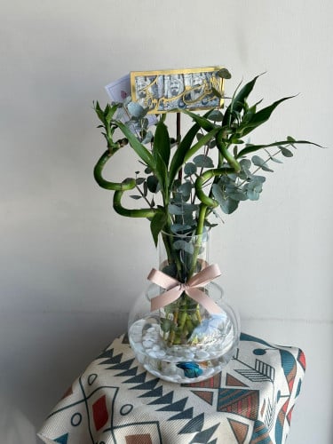 فازة البامبو مع سمكه | Bamboo vase with fish