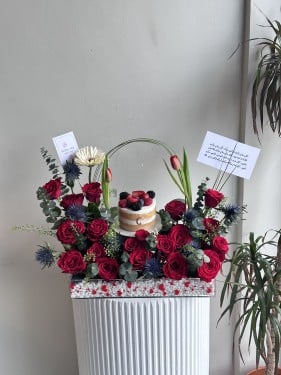 كيكة جاناش + استاند ورد | Ganache cake + flower st...