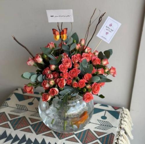 فازة بيبي روز الاورنج + سمكة فايتر فازة بيبي روز ا...