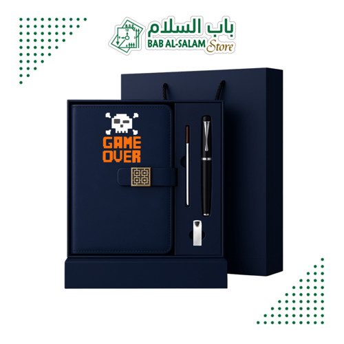طقم مطبوع | مذكرة مع قلم و USB 64G داخل بوكس