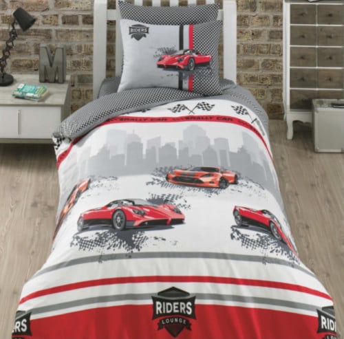 طقم مفرش أطفال تركي قطن 4 قطع سيارة (بدون حشوة) ما...