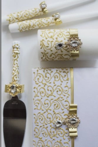 طقم عرسان مكون من 12 قطعة مرصع ب كريستال شوارفسكي