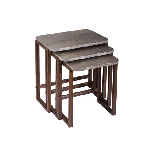 طقم طاولات جانبية توسكانا خشب تركي 3 قطع