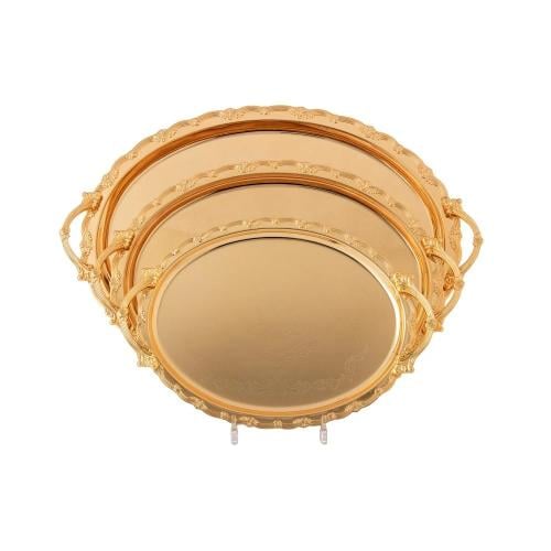 طقم صواني بيضاوي ستيل ذهبي 3 قطع