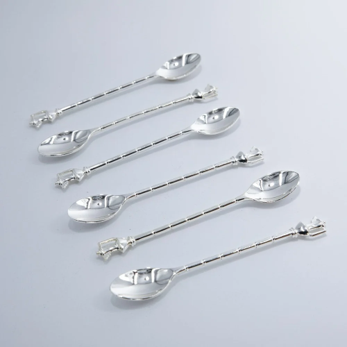 طقم ملاعق شاي 6 قطع لون فضي