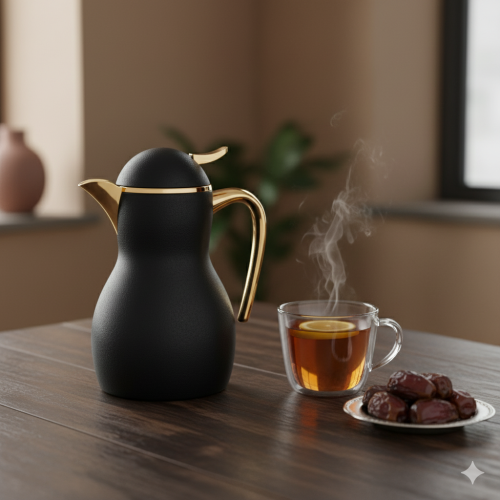 ترمس هوست الفاخرة للقهوة بتصميم أسود مع ذهبي سعة35...