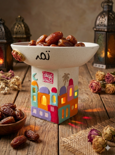 صحن تقديم مدور منارات مضيئة مقاس 16*14 سم