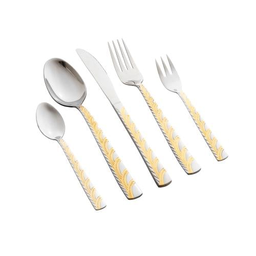 طقم ملاعق استيل فضي مذهب 30 قطعة