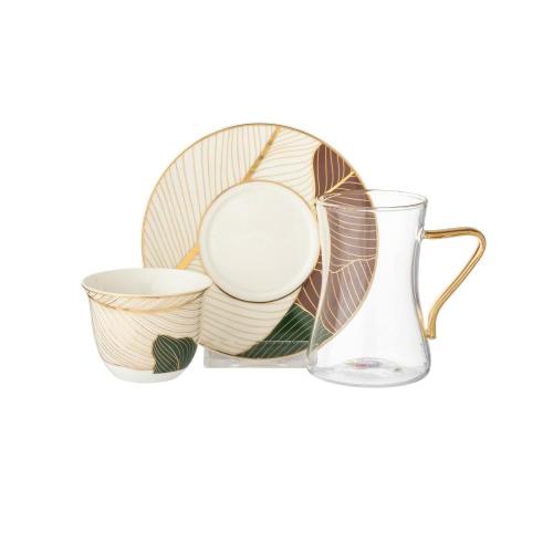 طقم شاي وقهوة سعودية 18 قطعة ملون