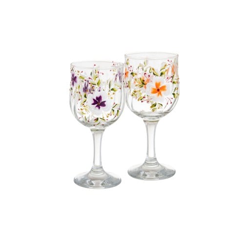 طقم كاسات عصير بقاعدة ألوان قطعتين