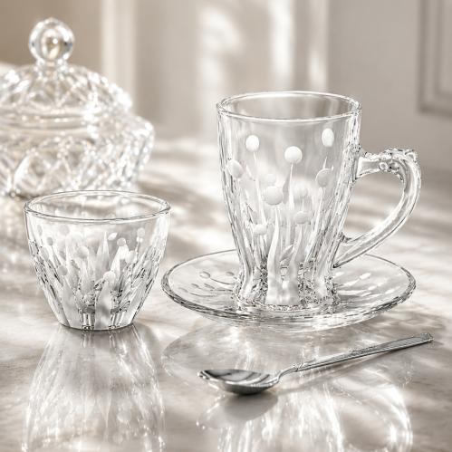Glass Japanese tea and coffee set, chilled, consisting of 48 pieces