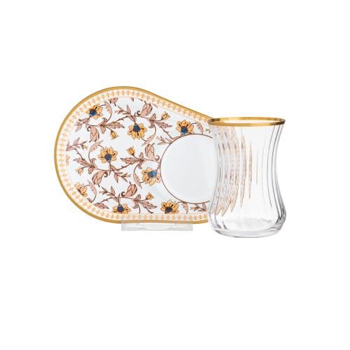 طقم شاي زجاج تركي فاخر 18 قطعة بألوان عصرية