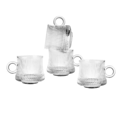 طقم أكواب زجاج مخطط 4 قطع