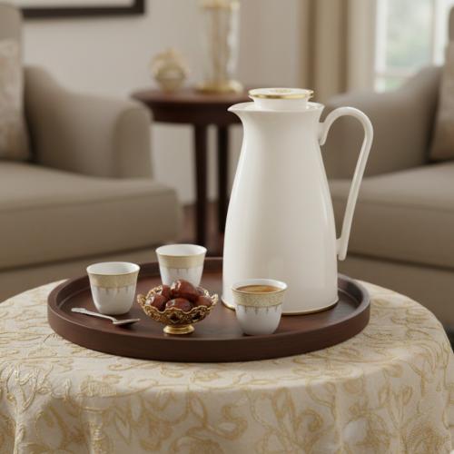 ترمس ألاسكا 1 لتر لون أبيض لؤلؤي مع ذهبي