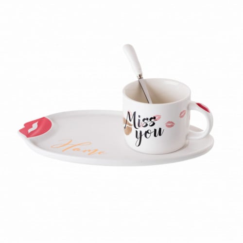 طقم كوب صحن تقديم بورسلين