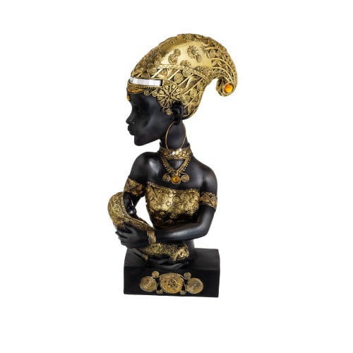 مجسم ديكور سيدة أفريقية ذهبي 41 سم