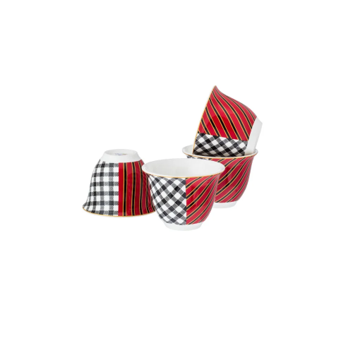 طقم فناجين قهوة سعودية كاروهات 12 قطعة