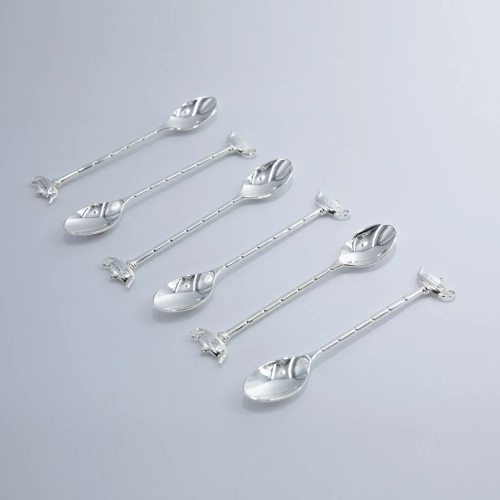 طقم ملاعق شاي 6 قطع لون فضي