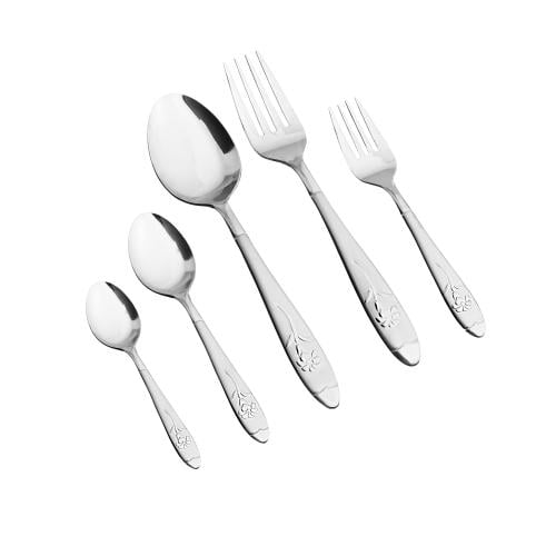 طقم ملاعق استيل ياباني فضي مطفي 30 قطعة