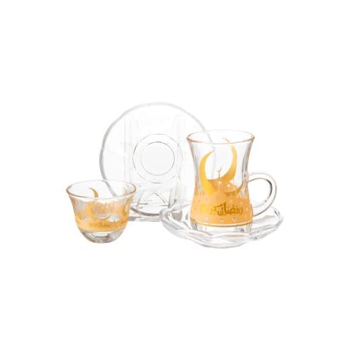 طقم شاي وقهوة زجاج 18 قطعة رمضانيات