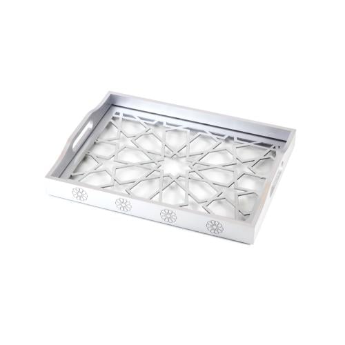 صينية تقديم خشب لون فضي