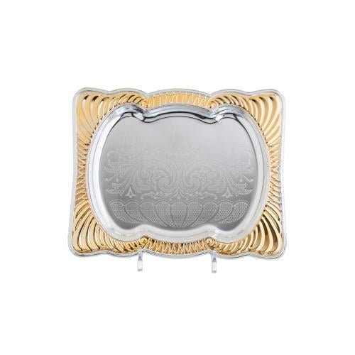 صينية تقديم حلويات مستطيل ستيل ذهبي