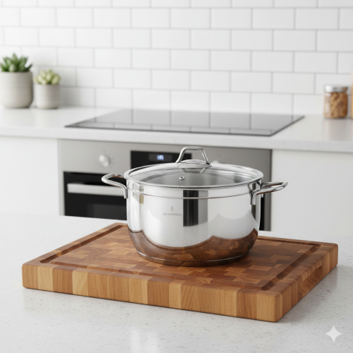 قدر طبخ سوفت استيل تركي غطاء زجاج مقاس 16 سم