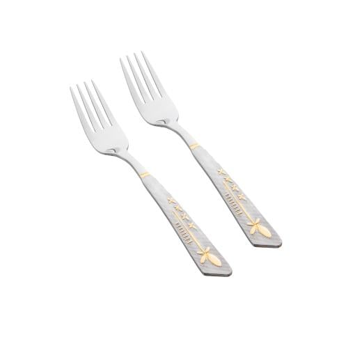 طقم شوكة أكل ستيل مع ذهبي 12 قطعة