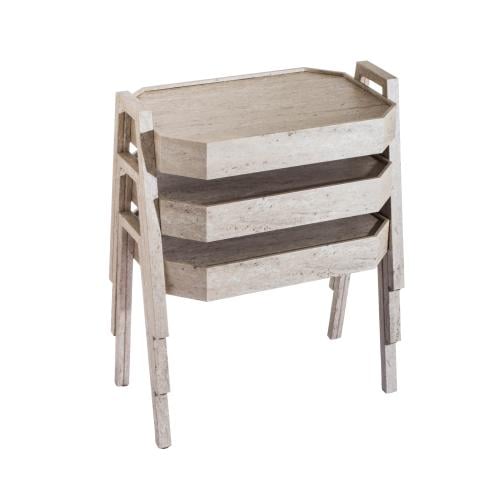 طقم طاولات جانبية نيستينج خشب تركي 3 قطع مستطيلة