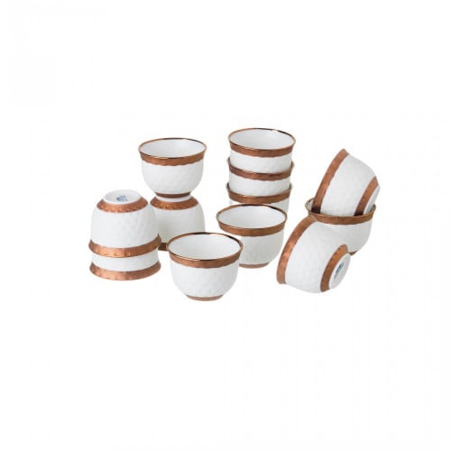 طقم فناجين قهوة سعودية بورسلين ياباني أبيض/برونزي...