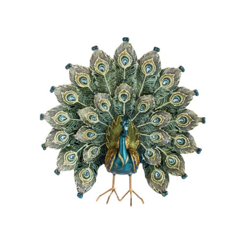 مجسم ديكور طاووس أخضر 27.5 سم