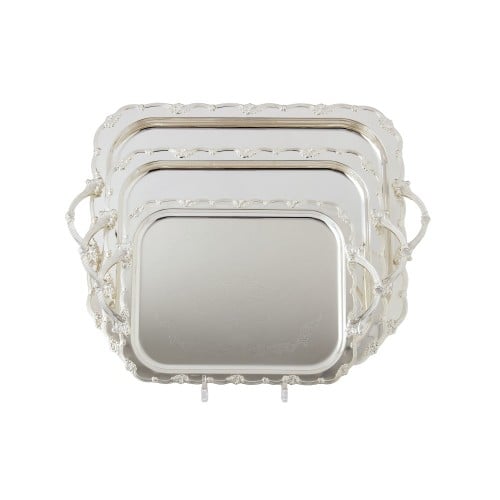 طقم صواني ستيل فضي كامل 3 قطع