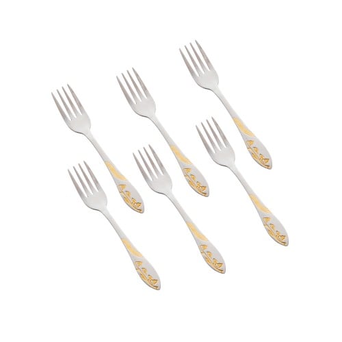 طقم شوك حلا ستيل ذهبي 6 قطع