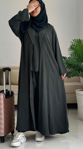 عباية سفر ياقة زيتي