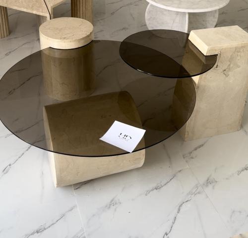 طاوله بزجاج عسلي متداخل