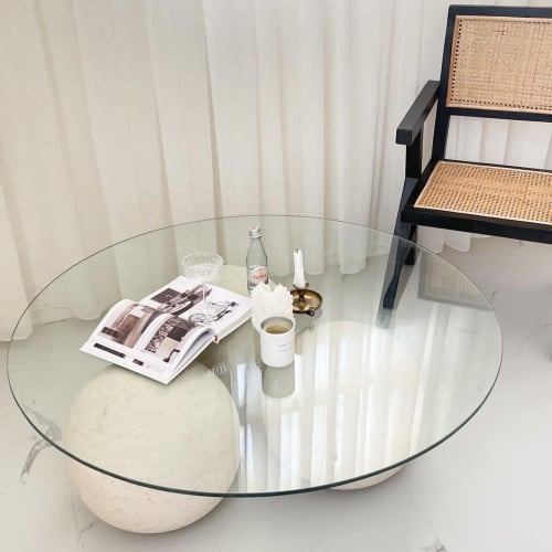 طاوله بسطح زجاج حجر طبيعي