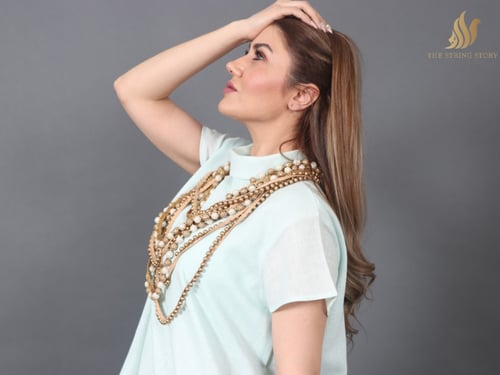 جلابية بقماش لينن مع تل بني