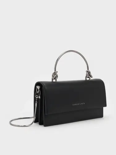 Kristine Sculptural-Handle Long Wallet - Noir