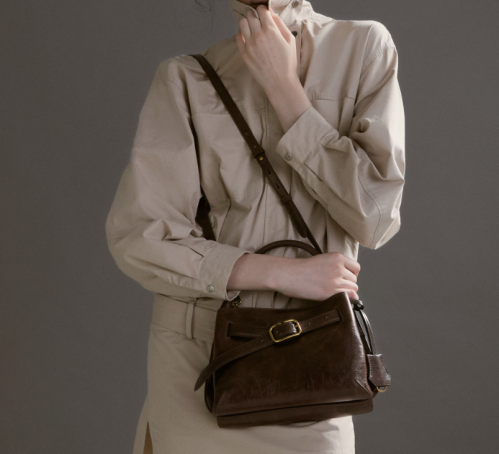 Victoria Belted Top Handle Bag - Distressed Coffee