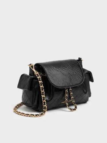 Duo Quilted Two-Way Front Flap Backpack - Black